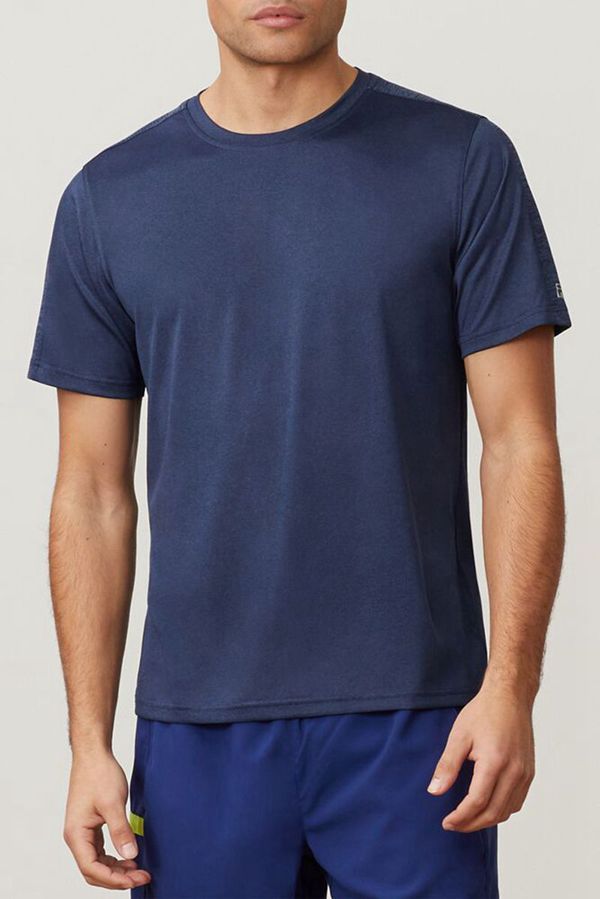 Fila Essentials Heather Mesh Crew Men's T-Shirts - Navy,NZ 243-17920